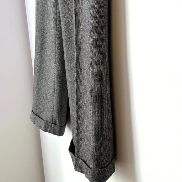 Vintage Eddie Bauer Wool Herringbone Wide Leg Trouser Pants Academia Heritage 8 - Picture 6 of 14